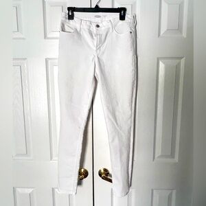Old Navy White Pants Stretch Skinny Size 12 Long Mid Rise Cotton Run Small